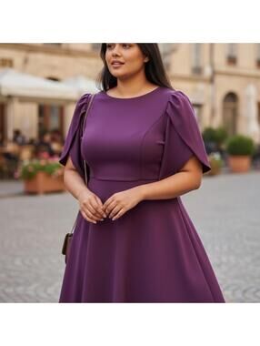 Elegant Women's Midi Dress in Rich Purple